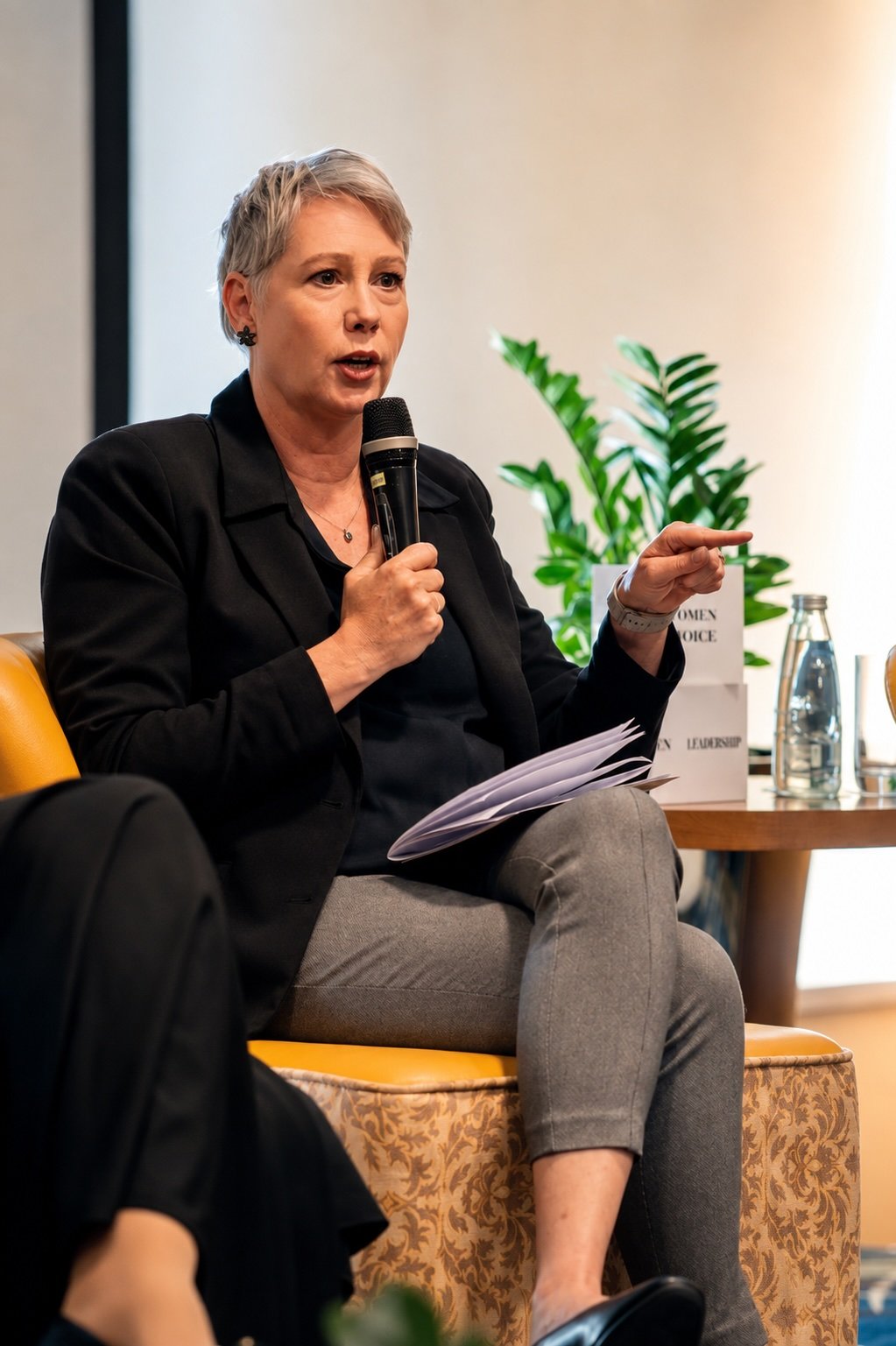 Natalie Gleeson speaking during a leadership conversation